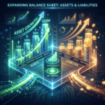 3D chart showing asset and liability growth with financial categories and monetary values